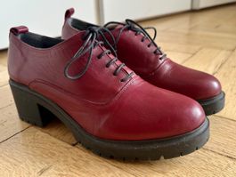 Burgundy Lace-Up Block Heel Shoes - Autumn Wardrobe Must!