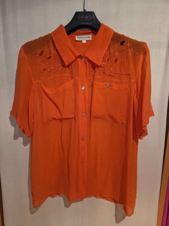 Camicia in seta voile color arancione taglia 42