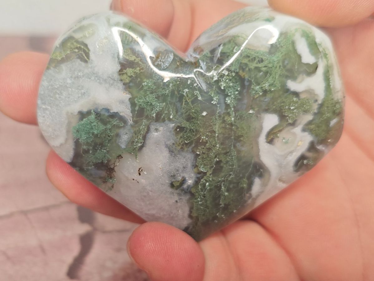 Mineralien & Heilsteine: Moosachat Herz Handschmeichler Heilstein – Neu (gemäss Beschreibung) aus Näfels von Alex_M_K