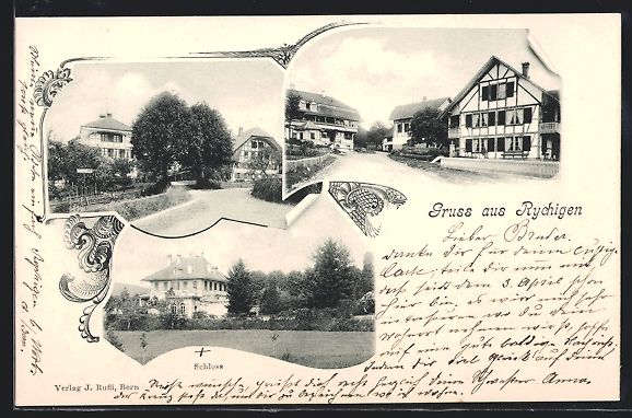 Cartoline postali: Rychigen, Schloss, Strassenpartien im Or – Usato da Berlin venduto da bartko-reher