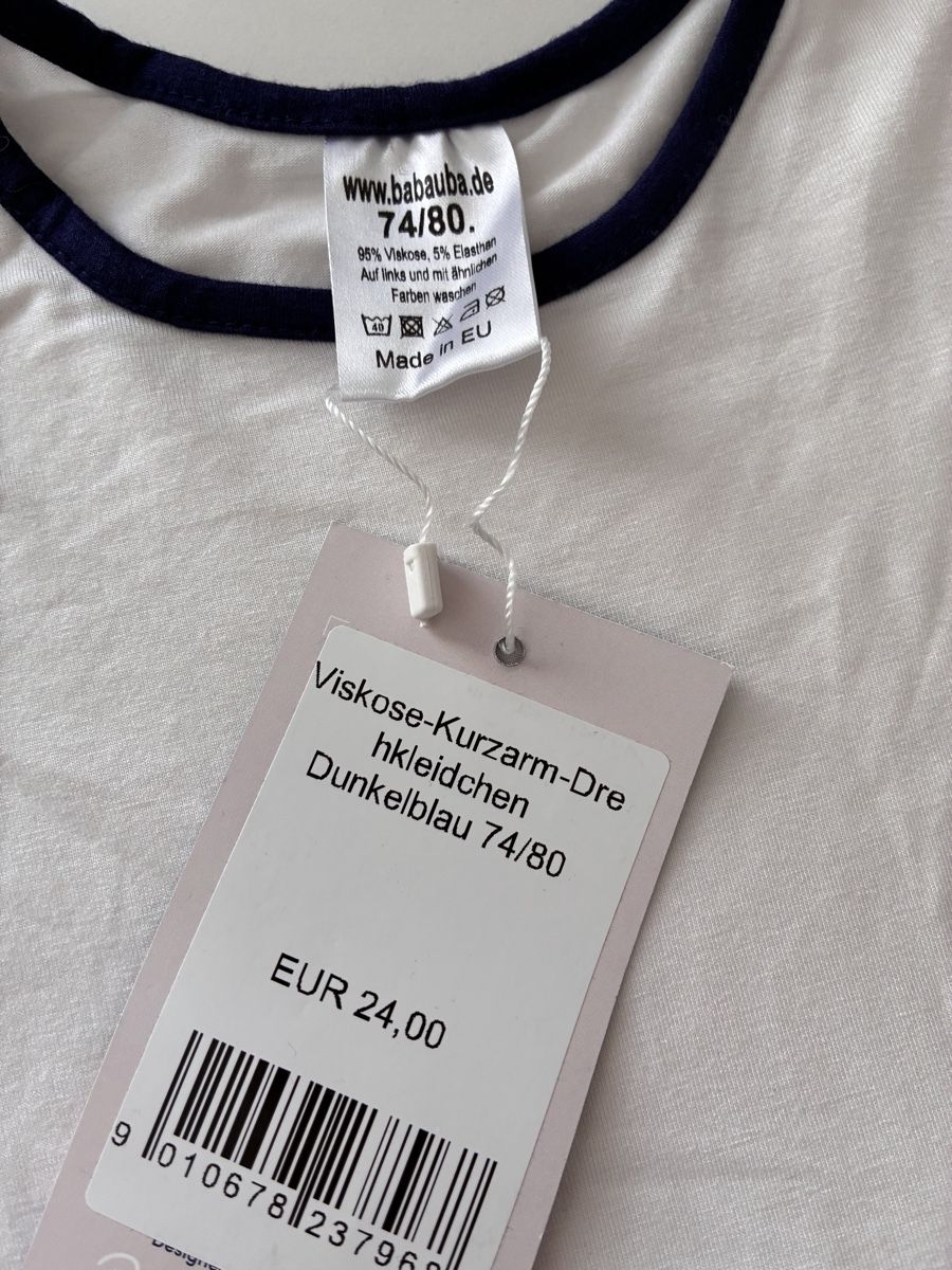 Vestiti & Gonne: Babauba Viscose Kurzarm Kleid dunkelblau 74/80 – Nuovo e nell'imballaggio originale da Wahlen b. Laufen venduto da sabichrabi 1