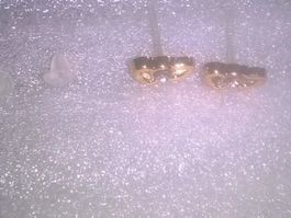 ohrringe modeschmuck,,,2 herzen,,,mit weiss kristall