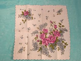 🌸 Vintage Taschentuch mit Rosenmuster, neuwertig!