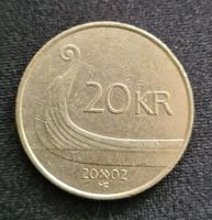 20 Kronen 2002 Norwegen Norway Münze Geld Währung Money