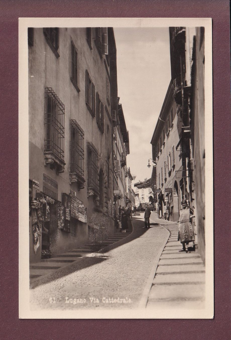 Cartoline postali: LUGANO - Via cattedrale - 1935 – Usato da Pully venduto da nicecards
