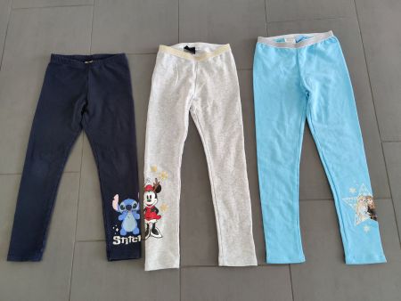 3 Leggins leicht gefüttert Stitch Minnie Frozen Gr. 122/128