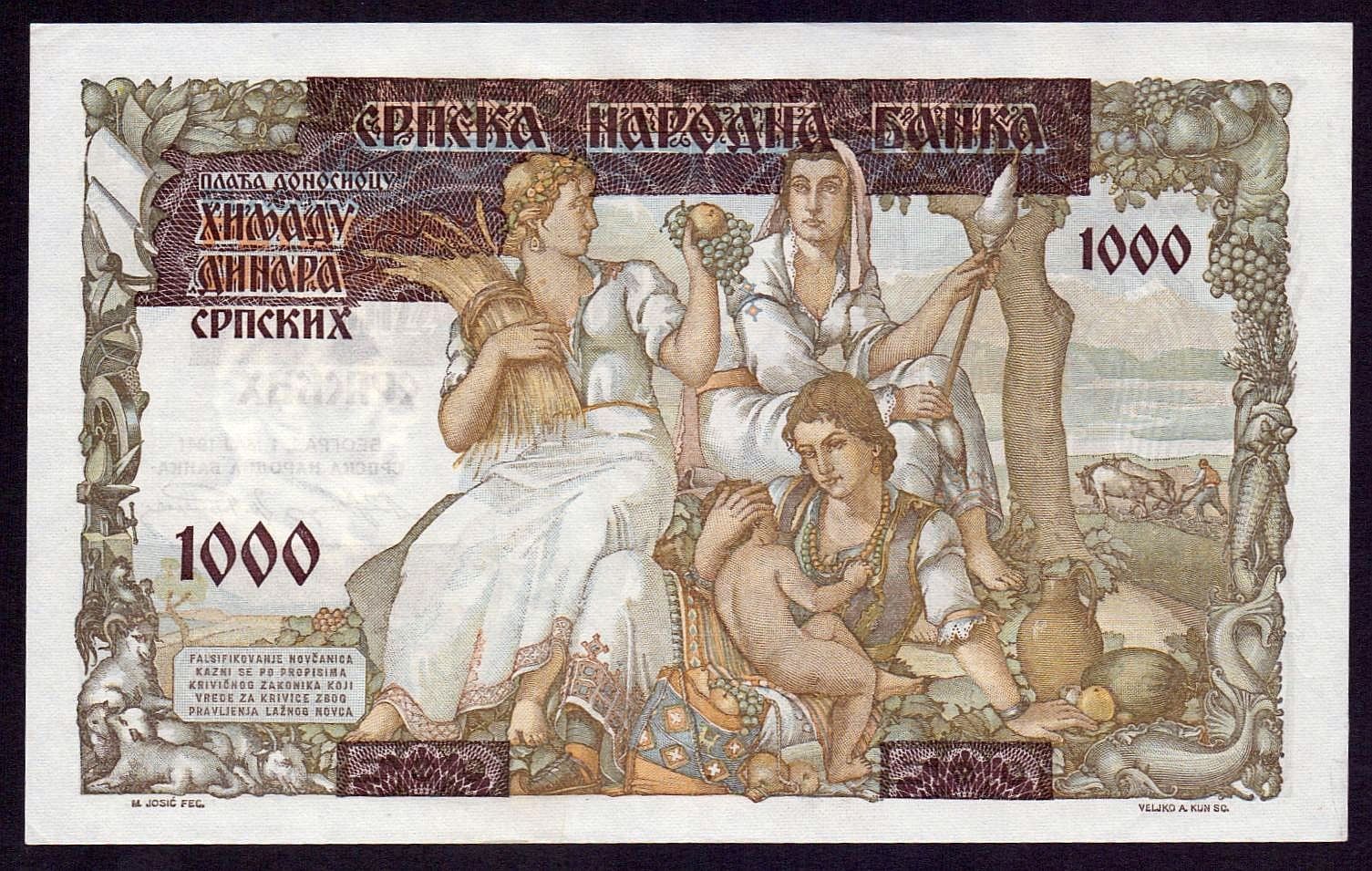 Banconote: 1000 Dinar 1941 WW2 UNZ – Nuovo (secondo la descrizione) da Flamatt venduto da samowarow 3