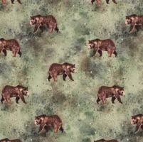 Baumwolljersey Digital Bären graugrün 47x150cm