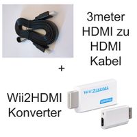1x 3m HDMI zu HDMI Kabel + 1x WII zu HDMI Konverter WII2HDMI
