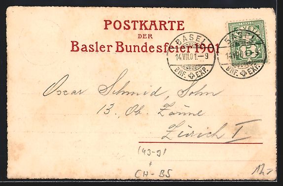 Cartoline postali: Basel, Festspiele 1901, Die Landfahrergr – Usato da Berlin venduto da bartko-reher 1
