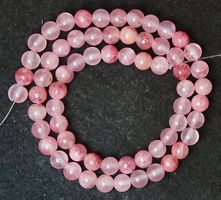 1 Strang echte natürliche Erdbeer-Quarz Perlen 6 mm