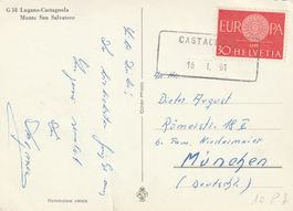 Aushilfsstempel Castagnola auf Ak
