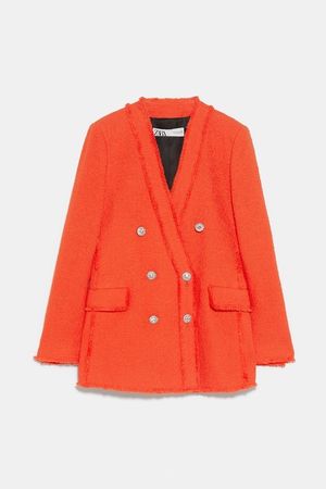 Veste blazer Zara en tweed orange – XS 