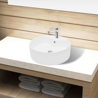 Keramik Waschbecken Hahnloch/Ãœberlaufloch weiÃŸ rund
