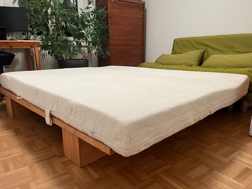 Etagenbett MAKI Aus Buchenholz – Oben 200x90 Cm, Unten 200x140 Cm, Weiß, Mit Leiter