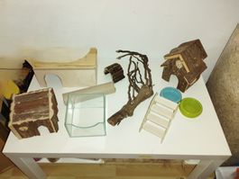 Kleintierzubehör Holz und Glas neuwertig