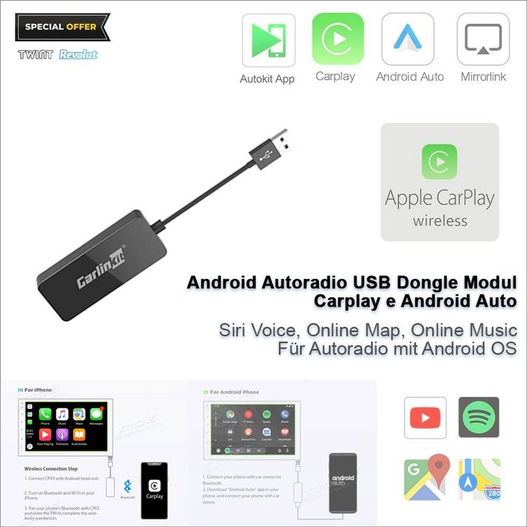 iPhone Carplay Android Auto Wireless USB Stick Modul