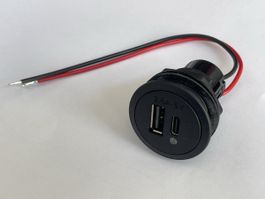 Caravan - Steckdose, USB-C/A, 12/24V, 3,6A/5V, schwarz