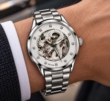 Automatikuhr Forsining Herren mit Drachenmotiv silberfarben