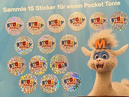 1 volle Karte = 15 Sticker Migros Mania Story Tonie