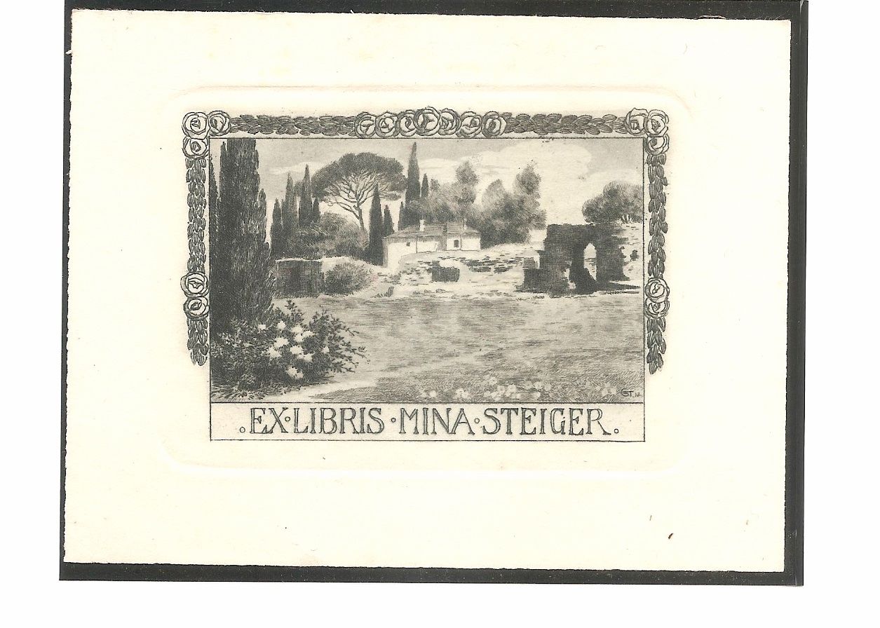 Incisioni: Ex-libris Mina Steiger par Conrad Strasser en 1912 – Usato da Farvagny-le-Grand venduto da OlivierFurrer
