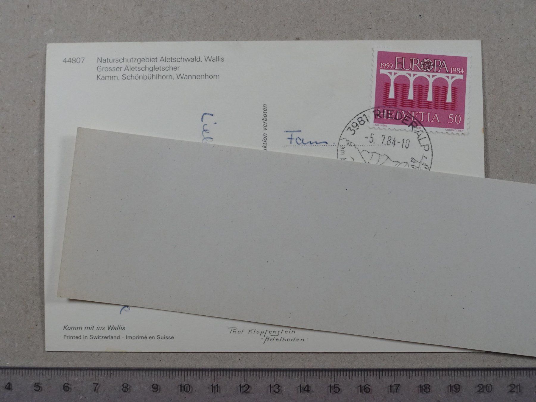 Cartoline postali: Aletschwald, Aletschgletscher, 1984 – Usato da Lenzburg venduto da fh1 1