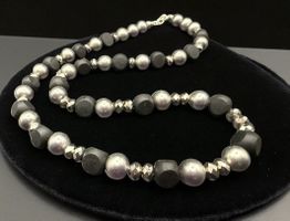 Unikat 💎 Vintage Silber Perlenkette, Hämatitis, Harzperlen
