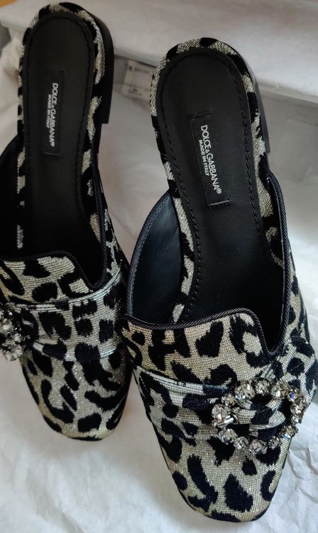 DOLCE GABBANA  Leopard Crystal Embellished Mules New 4