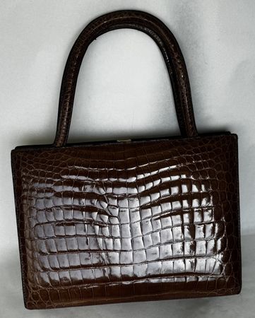 Elegante braune Vintage Kroko Optik Handtasche / Top Zustand