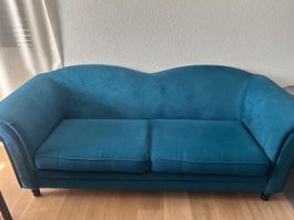 Sofa blau Samt sehr guter Zustand