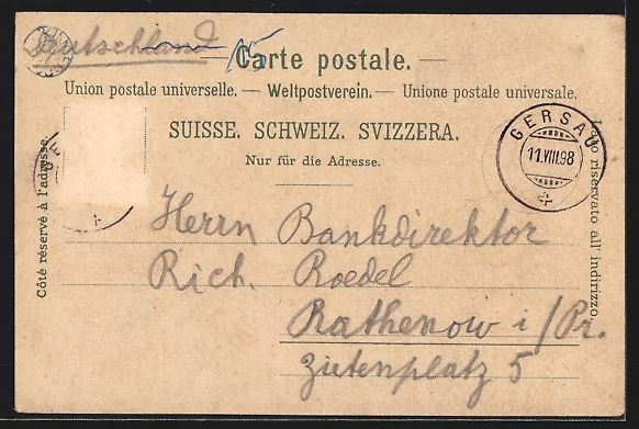 Ansichtskarten: Litho Luzern, Teilansicht, Gütsch mit E – Gebraucht aus Berlin von bartko-reher 1