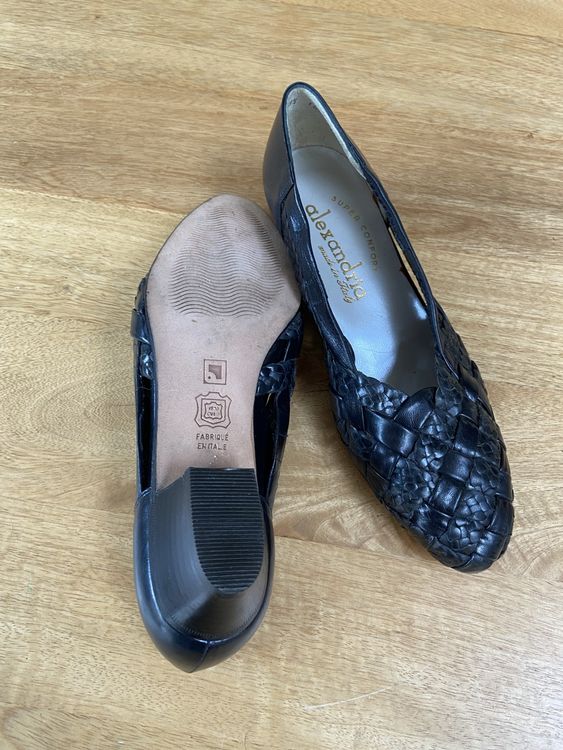 BALLY Escarpins Vintage Tout Cuir Tressé Multicolore T 4 US / 35 FR TBE