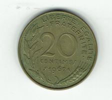 Münze 20 Centimes Frankreich, 1967