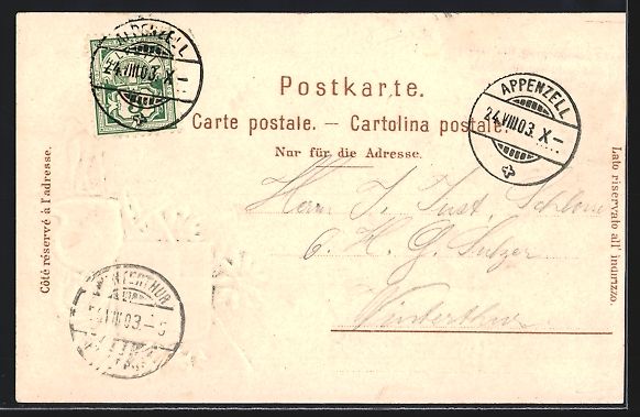 Cartes postales: Passepartout-Lithographie Appenzell, Gas – D'occasion à Berlin par bartko-reher 1