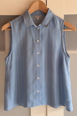 Bluse von clockhouse, Kurzarm, Hellblau Gestreift, Gr. 38!