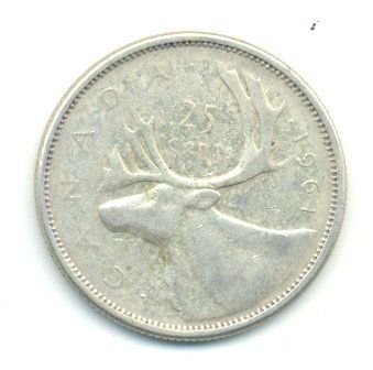 Tutti le monete: Kanada Canada 25 Cents 1961 Silber – Usato da Au SG venduto da Zogu