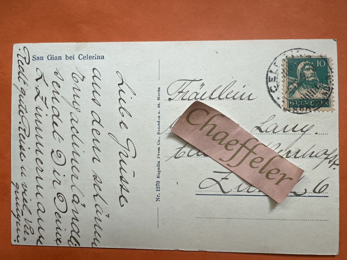 Cartoline postali: 1929 San Gian bei Celerina gute Zustand – Usato da Zürich venduto da Chaeffeler 1