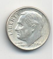 USA Dime 10 Cents 1964 D Silber