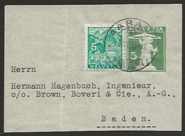 1935  10 Rp. Ganz Kleine Streifband Vorderseite von Aarau
