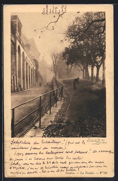Cartoline postali: AK Genève, Strassenpartie mit Bäumen – Usato da Berlin venduto da bartko-reher