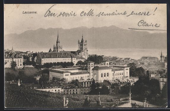 Cartoline postali: AK Lausanne, Teilansicht mit Kirche – Usato da Berlin venduto da bartko-reher