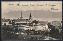 AK Lausanne, Teilansicht mit Kirche