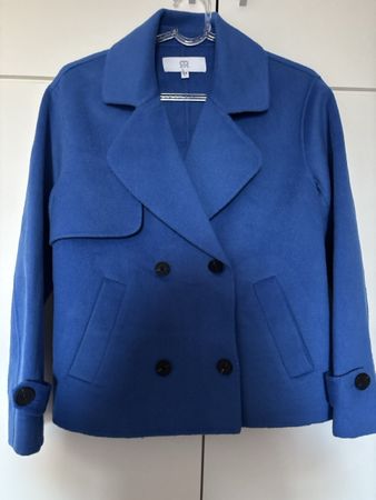 Kurzer Mantel RR blau Wolle-Mix Grösse 34 neuwertig