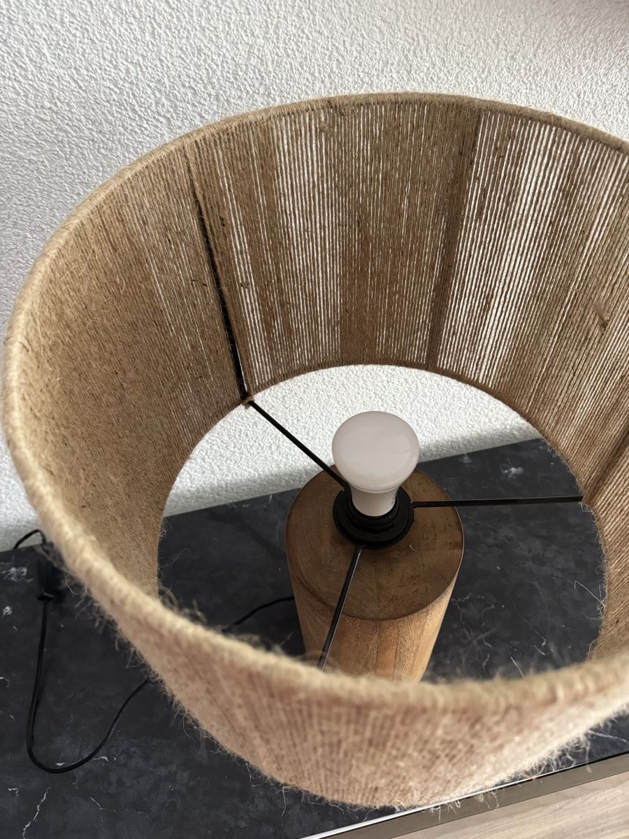 Maisons du monde Lampade: Mango Holz Lampe mit Naturfaserschirm, wunderschön er – Nuovo (secondo la descrizione) da Aarau venduto da Lolaa01 3