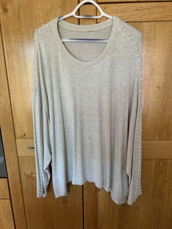 Pull H&M perles beige taille 4XL neuf
