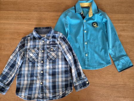 Lot 2 chemises enfant bleues T.98/2-3 ans coton