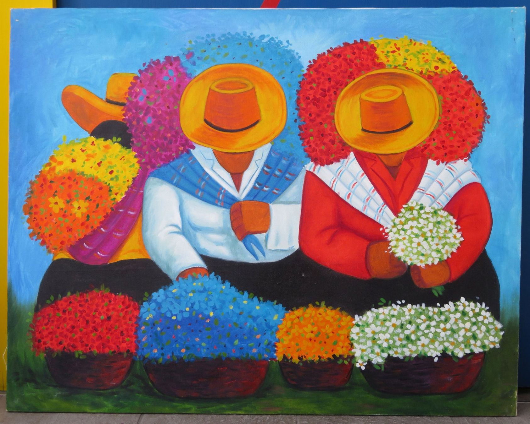 Gemälde: Acryl- / Ölgemälde "Blumenmarkt" nach E. Millones, 100x79 cm – Gebraucht aus Oberriet SG von ganesh435 1