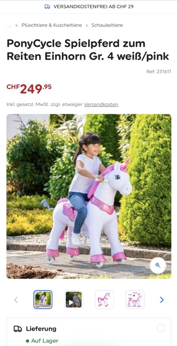 Giocattoli: PonyCycle Einhorn Gr. 4, gebraucht – Usato da Füllinsdorf venduto da Antonija85 1