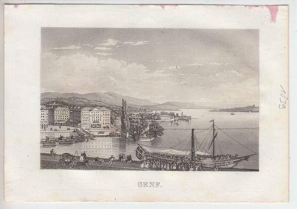 Incisioni: GENF, GENÈVE, AQUATINTA 1839 – Antico da Grüningen venduto da Kartensammler 2