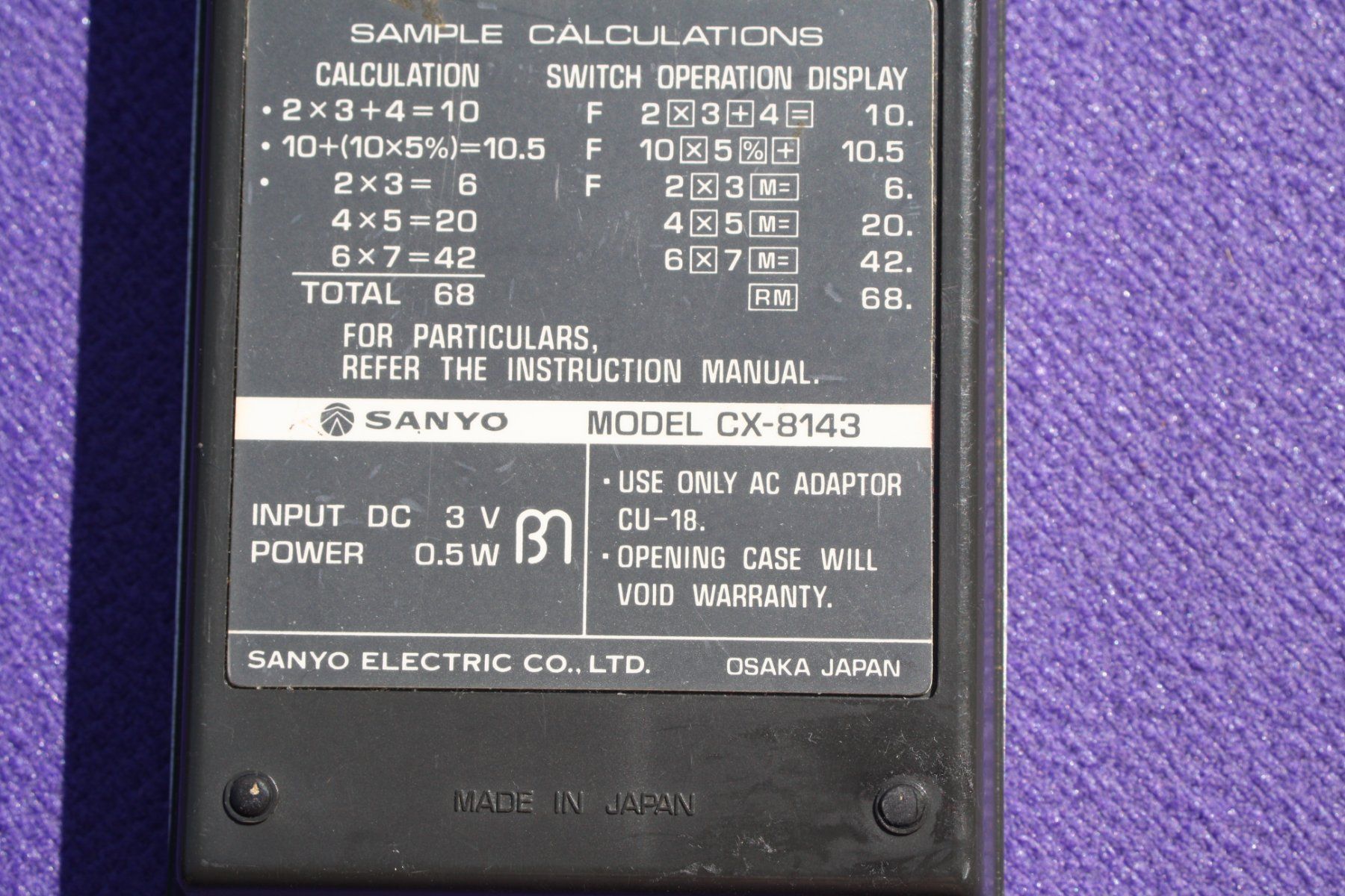 Sanyo Taschenrechner: SANYO VINTAGE LED TASCHENRECHNER – Gebraucht aus Wauwil von Pneuedy 5